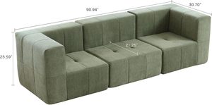 Modular 3-Seater <b>Cream</b> Fabric Corner Sectional <b>Sofa</b> Set Vacuum-Sealed Compressed for Living Room Apartment Comfortable Chairs - Product Image 6