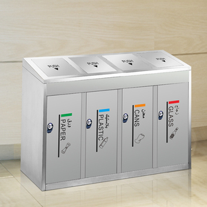 Oem produzione di <span class=keywords><strong>disegno</strong></span> in acciaio inossidabile riciclare bidone della spazzatura per la classificazione del centro commerciale bidone della spazzatura - Product Image 4