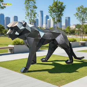 Nuova Scultura di <span class=keywords><strong>Pantera</strong></span> <span class=keywords><strong>Nera</strong></span> in Acciaio Inossidabile, Statua Animale di Design in Vendita - Product Image 1