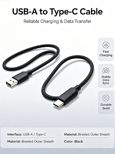 USB a Cable Silicone Data Cable Custom Braided Fast Charging Cable with Multiple Colors Sustainable Branding Solutions