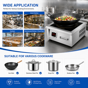 Table de cuisson à induction magnétique professionnelle 6kW 8kW en acier inoxydable pour cuisine de restaurant - Product Image 6