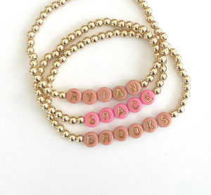 Pulsera con Nombre Personalizado, Joyería Personalizada, Regalo, Pulsera de Cuentas Doradas, Pulsera de Amistad, Nombre Personalizado para Niños, Pulsera para Mujer - Product Image 1