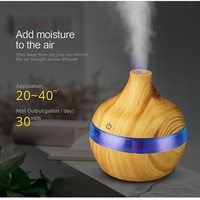 Humidificateur et diffuseur USB ultra-silencieux en plastique imitation bois de 300 ml avec veilleuse pour la maison et le bureau - Cadeau idéal