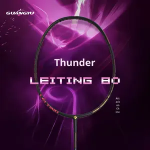 Raquette de badminton Thunder 80 entièrement en fibre de carbone, haute tension, légèrement rigide, type offensif violent, 5U ultra-légère, avancée, G5 PU - Product Image 3