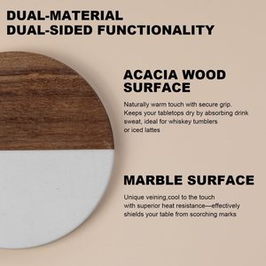 In Stock Custom Logo Engraved Wedding Gifts Stone <b>Coasters</b> Marble Acacia <b>Wooden</b> <b>Coaster</b> for Drinks Cup Holders Marble <b>Coaster</b> - Product Image 5