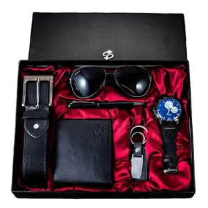 动态男士礼品套装精致包装手表 + 皮带钱包创意简约组合Set-6pcs/套装