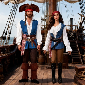 Disfraz de Piratas del Caribe Unisex para Adultos, Traje de Cosplay de Halloween para Hombres y Mujeres, Ropa para Fiestas de Disfraces - Product Image 1