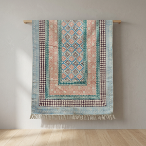 Alfombra Dhurrie de Algodón de la India, Diseño Geométrico, Multicolor, Estilo Bohemio, Antideslizante - Product Image 3