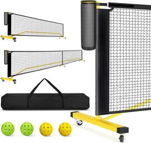 22 FT規制サイズ11 FTハーフコートサイズ2-in-1ピクルスボールネットボールコレクターホイールキャリーバッグ - Product Image 1