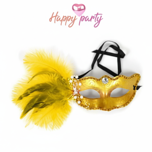 Felice festa di andare giallo veneziano mezza faccia maschera Costume Cosplay maschera carnevale mascherata in gomma copertura viso per feste Cosplay - Product Image 1