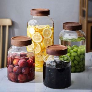 2023 New Style Food Storage Glass Kitchen <b>Wine</b> Storage Sealed With Wood Screw Lid - Product Image 2