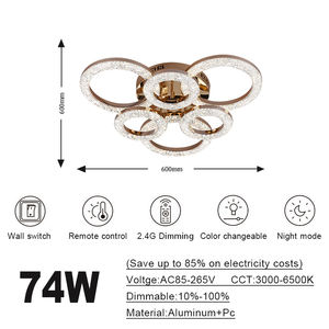 Lámpara de techo regulable minimalista para sala de estar, anillos acrílicos redondos, lámpara de techo circular moderna Led para dormitorio - Product Image 4