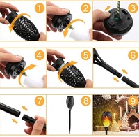 Mini Lampes Solaires d'Extérieur 12 LED Lumière Torche Solaire à Flamme Vacillante Sécurité Étanche Décoration Romantique Mini Torche