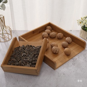 Plateau de service en bambou 30x25x5cm, empilable, design durable pour le rangement en cuisine - Product Image 4