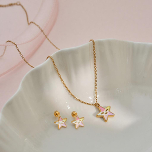 Set di Gioielli per Bambine con <span class=keywords><strong>Collana</strong></span> e Orecchini Luna e Stella in Acciaio Inossidabile Ipoallergenico - Product Image 4
