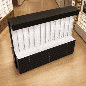 Vitrine d'exposition moderne personnalisée pour lunettes, présentoir suspendu pour opticien, éclairage LED au plafond, tiroirs de rangement verrouillables - Product Image 4
