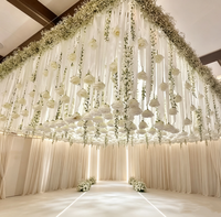 Décoration de mariage de luxe personnalisée, fleur de glycine rectangulaire en soie ivoire et rouge suspendue pour décoration de plafond intérieur/extérieur, fête de mariage