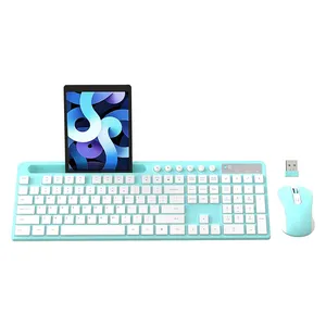 Clavier de souris sans fil silencieux à membrane française espagnole russe arabe avec support pour tablette clavier et souris ergonomiques combinés