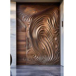 Puerta Principal de Madera Maciza, Puerta Exterior Antirrobo, Diseño Moderno de Puertas Principales, Puerta de Entrada de Madera - Product Image 3