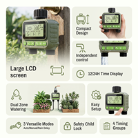 Temporizador de Riego Digital Inteligente para Jardín con 2 Salidas, Pantalla LCD de 3 Pulgadas, 3 Programas Independientes, Retraso por Lluvia, Bloqueo Infantil, IP55, a Batería