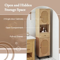 Meuble de salle de bain haut écologique avec 2 portes, compartiment ouvert, tiroir et étagères réglables – Fournisseur d'usine
