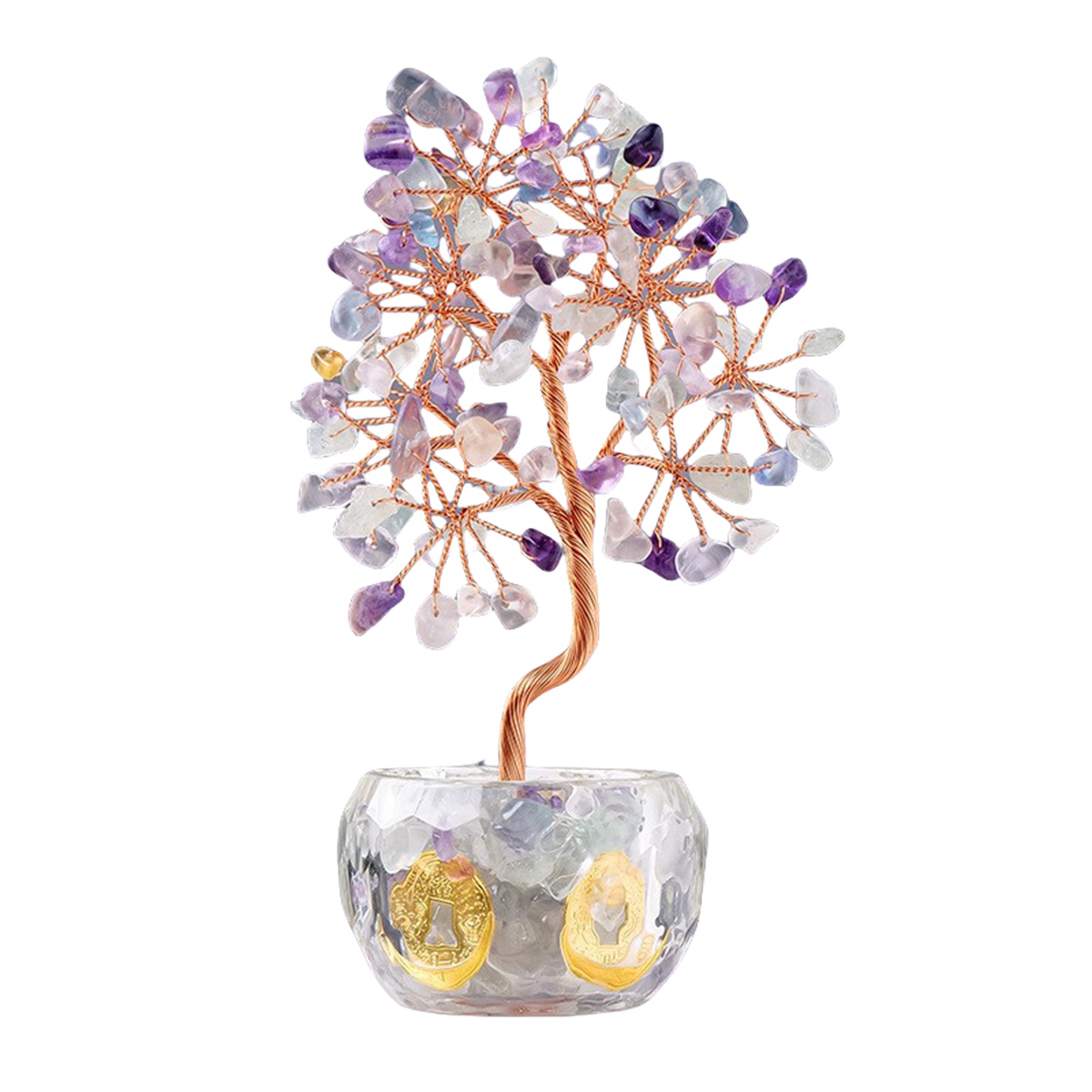 Exquisite Money Tree Fluorite Stone Crafts for Party Gifts