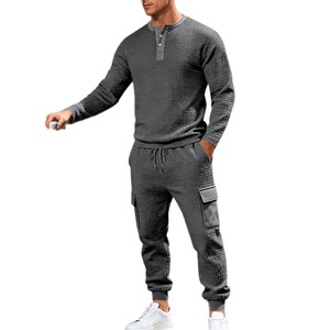 Ensemble de travail rétro pour homme, style américain, ample, épais, à motif texturé, manches longues, collection automne-hiver - Product Image 1