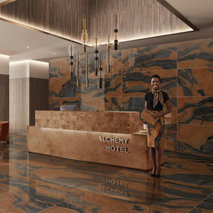 Burant Volcano 600x1200mm Porcelain 60x120cm High Gloss Tiles Non-Slip Bathroom India Outdoor Porcelain Tiles Travertine Look - Product Image 1