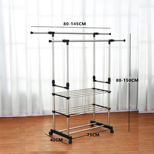 Qianqida — <span class=keywords><strong>cintre</strong></span> pliable Portable en acier inoxydable, pour magasin, séchage des tissus - Product Image 4