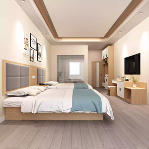 Custom Low Cost Modern Hotel Room Furniture Sets <b>Single</b> Twin Bed Farme With <b>Headboard</b> Nightstands TV Cabinet Wardrobe Side Table - Product Image 6