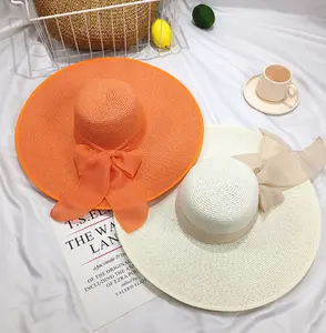 Reliable China Supplier Fashion Beach Lace Floppy Summer Foldable Straw Woman Hat Sun Protection UV