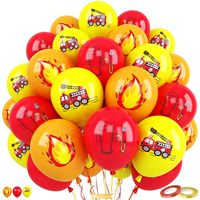 60 ballons en latex sur le thème des pompiers, 12 pouces, orange, rouge, jaune, pour la décoration d'anniversaire des enfants, fête de naissance, fête sur le thème des transports
