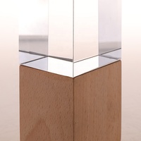 MH-J146 cristal cube presse-papiers en verre plaque Verre trophées et médailles avec en bois pièces