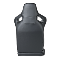 Asientos de Carreras Completamente Negros de Cuero PVC con Costuras Azules, Respaldo de Fibra de Carbono y Poliuretano con Rieles