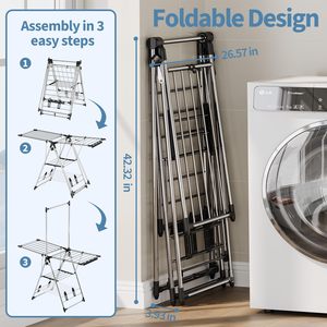 ราวตากผ้าเหล็กพับได้แบบมืออาชีพ ขนาด 14 เมตร สำหรับตากผ้าแห้ง - Product Image 4
