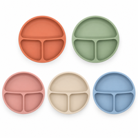 Assiette à compartiments en silicone de qualité alimentaire, écologique, sans BPA, compatible lave-vaisselle, base à ventouse, pour bébés et tout-petits