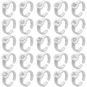 Nuevo Anillo Ajustable de Cobre con Baño de Plata y Circonitas, Diseño de Letra Inicial, Joyería de Moda al por Mayor - Product Image 1