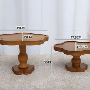 Bandeja de madera para pasteles y postres de 19 cm y 17,5 cm de bambú para vajilla de fiesta de cumpleaños - Product Image 1
