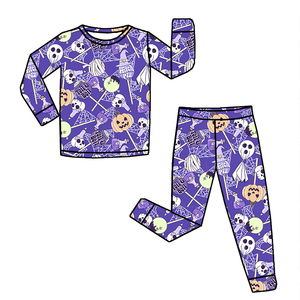Mới Đến Trẻ Em Hai Mảnh Pjs Tùy Chỉnh Halloween Giáng Sinh In Trẻ Em Tre Bộ Đồ Ngủ - Product Image 3