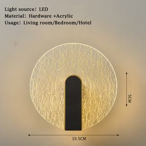 Lámpara de Pared Moderna Minimalista para Dormitorio u Hotel, Lámpara LED Acrílica Redonda Dorada, Regulable, con Soporte de Pared - Product Image 3