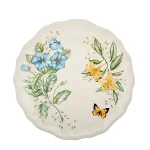 Custom Size OEM High End Restaurant Plastic Dishes Lenox Butterfly Meadow Melamine Dinner Plate