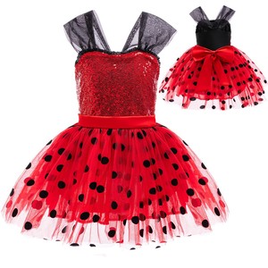 <span class=keywords><strong>Vestito</strong></span> Tutu Coccinella per Bambine, Top Rosso con Paillettes, Gonna in Tulle a Pois Neri, Costume per Festa di Halloween con Fiocco e Spalline - Product Image 5