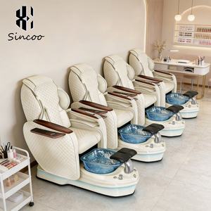 Sillón de Pedicura Eléctrico de Lujo Moderno con Vidrio para Spa, Salón de Uñas, Cuidado de Pies, Masaje, Luz LED y Bomba de Drenaje - Product Image 1