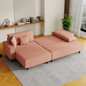Sofá <span class=keywords><strong>Cama</strong></span> Esquinero Japonés de Terciopelo Naranja con 3 Plazas para Dormitorio/Apartamento - Product Image 5
