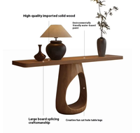 Console pliante en bois massif chinois avec miroir, meuble de rangement de luxe moderne pour entrée de villa, salon et salle à manger