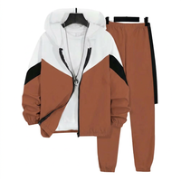 Ensemble de survêtement unisexe color block pour l'hiver, sweat-shirt et pantalon de sport, logo personnalisé, coupe ample, jogging en molleton technique