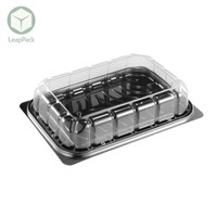 Boîte d'emballage pliable en PET transparent de qualité alimentaire pour pain, fruits, hamburgers - Marque Leap Pack avec impression en relief