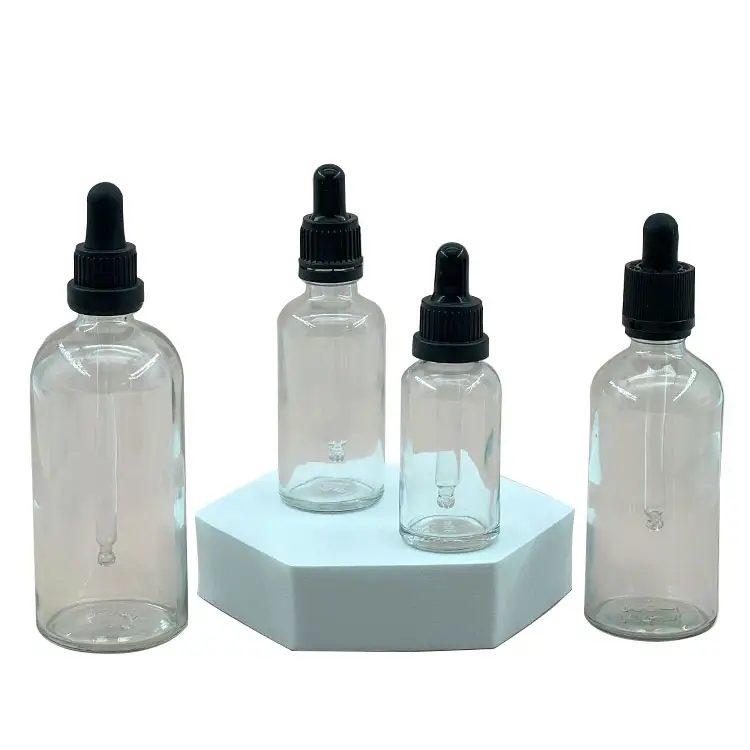Vendita calda vuota 30ml 50ml 100ml 150ml bottiglia di olio essenziale trasparente olio essenziale bottiglia di vetro con contagocce di plastica