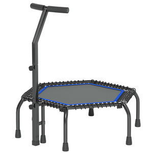 Mini <span class=keywords><strong>trampolino</strong></span> esagonale con corrimano regolabile, <span class=keywords><strong>trampolino</strong></span> da fitness per interni per adulti, palestra domestica, yoga e allenamento. - Product Image 1