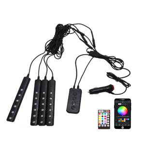 RGBW LED Car Footwell Lights with 4-Way Splitter & Triple <b>Control</b> Modes - Product Image 1